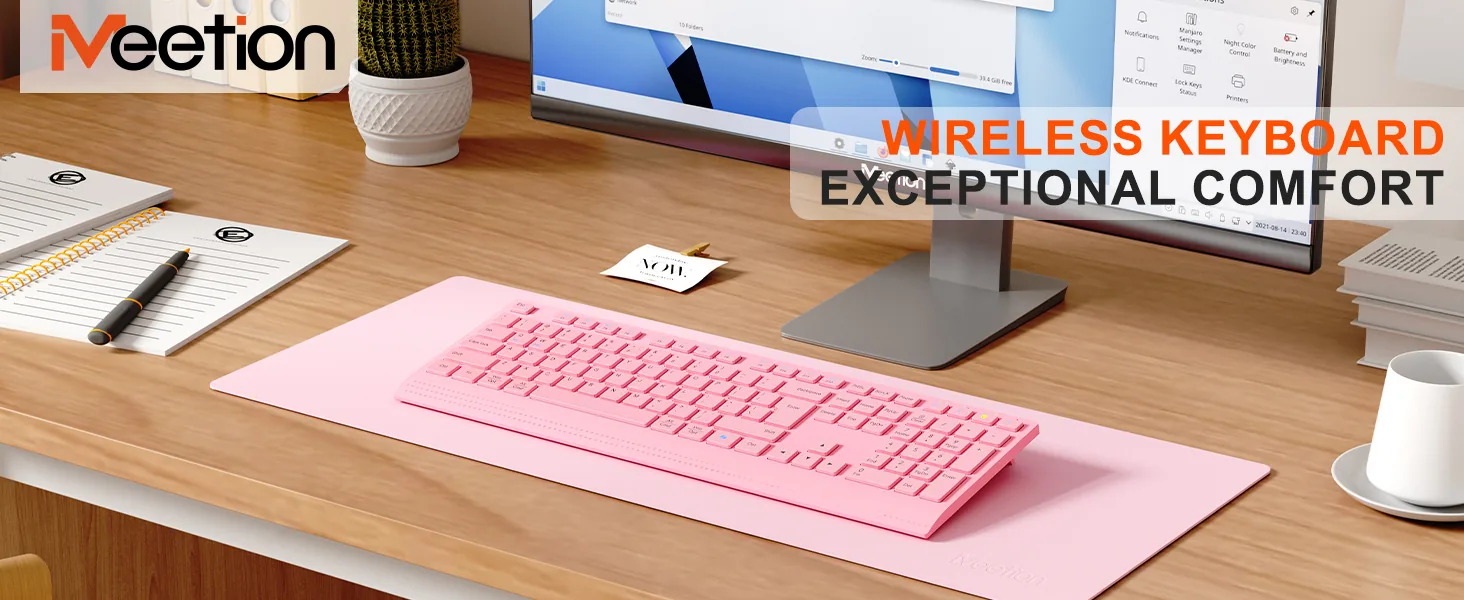 Pink Dual-Mode Wireless Keyboard with Quiet Chiclet Keys