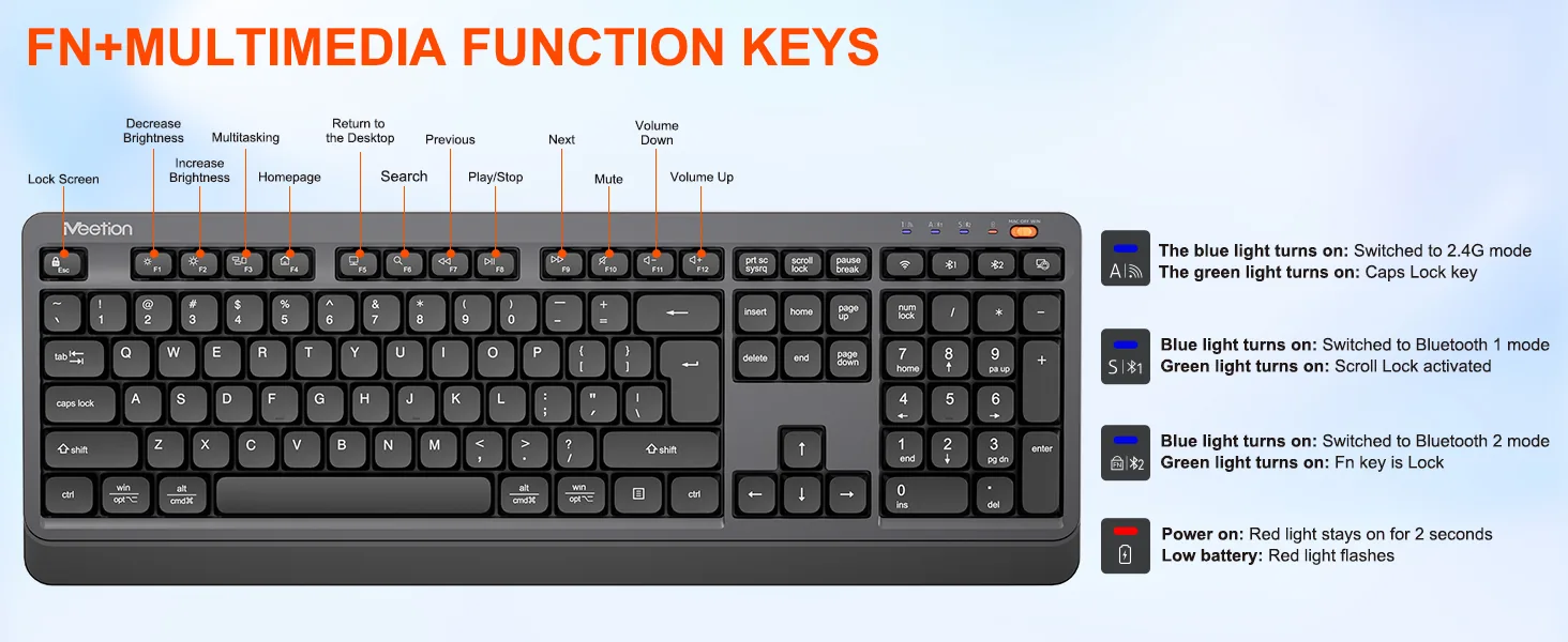 Streamlined Wireless Dual-Mode Full Layout Keyboard