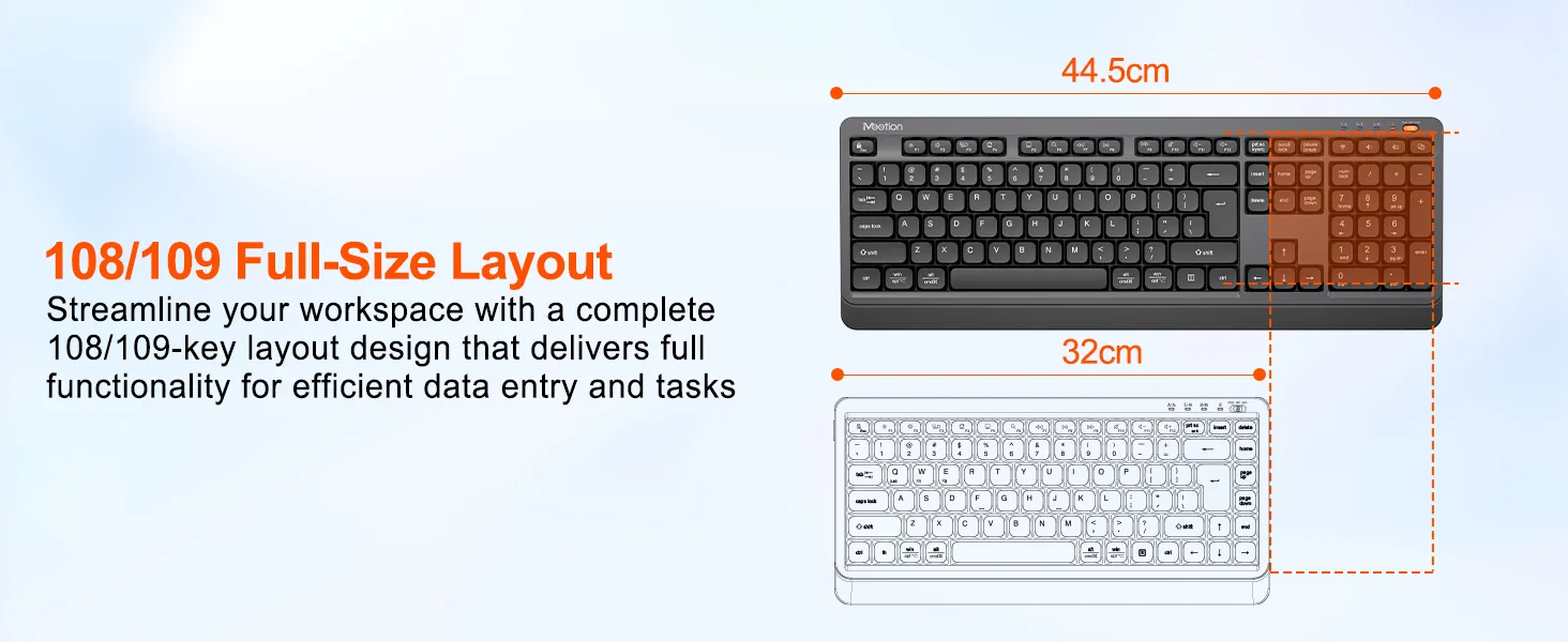 Streamlined Wireless Dual-Mode Full Layout Keyboard