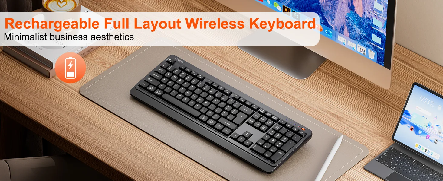 Streamlined Wireless Dual-Mode Full Layout Keyboard