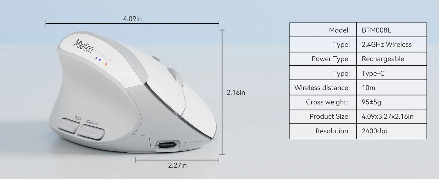 Left Handed Dual-Mode Ergonomic Mouse