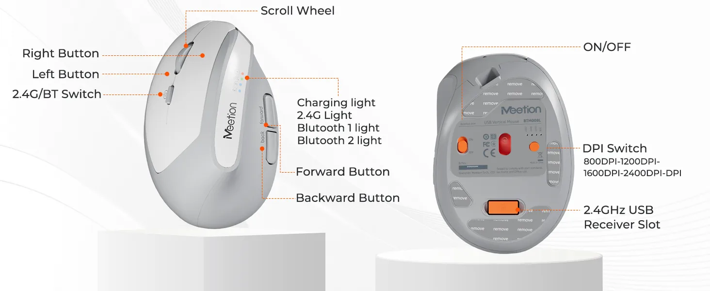 Left Handed Dual-Mode Ergonomic Mouse