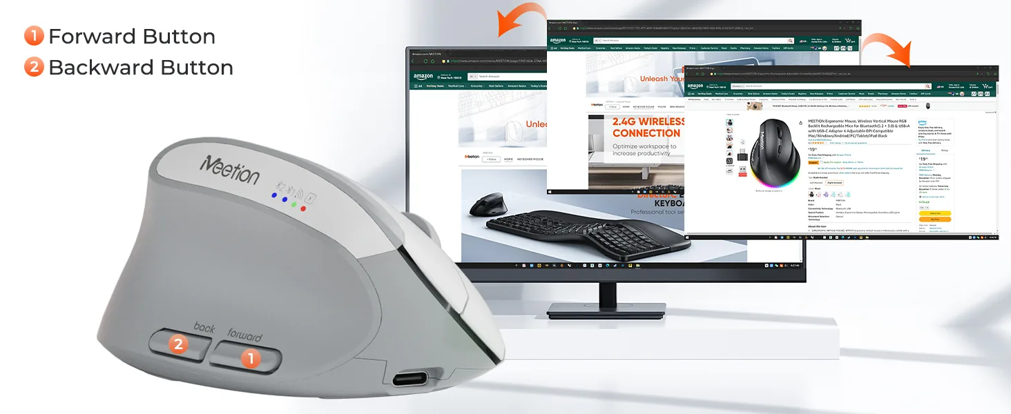 Left Handed Dual-Mode Ergonomic Mouse