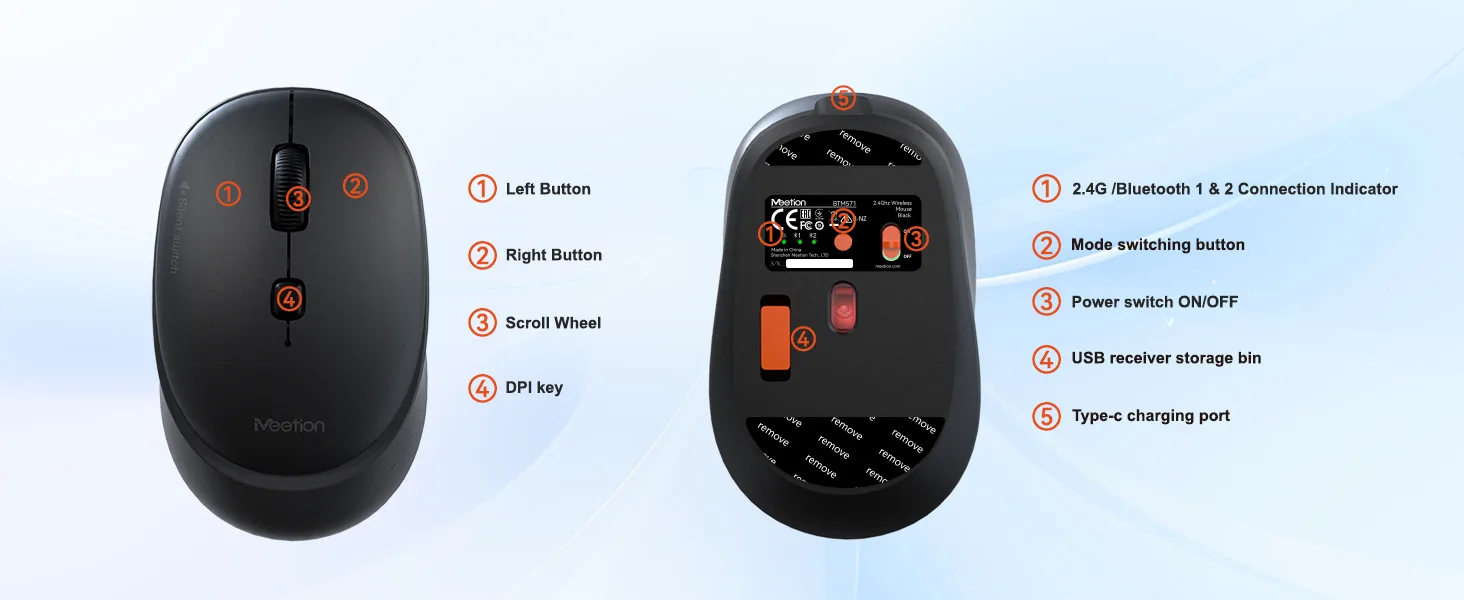 Whisper Silent Wireless Dual‑Mode Mouse
