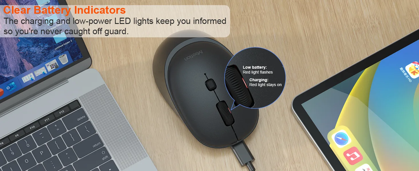 Whisper Silent Wireless Dual‑Mode Mouse