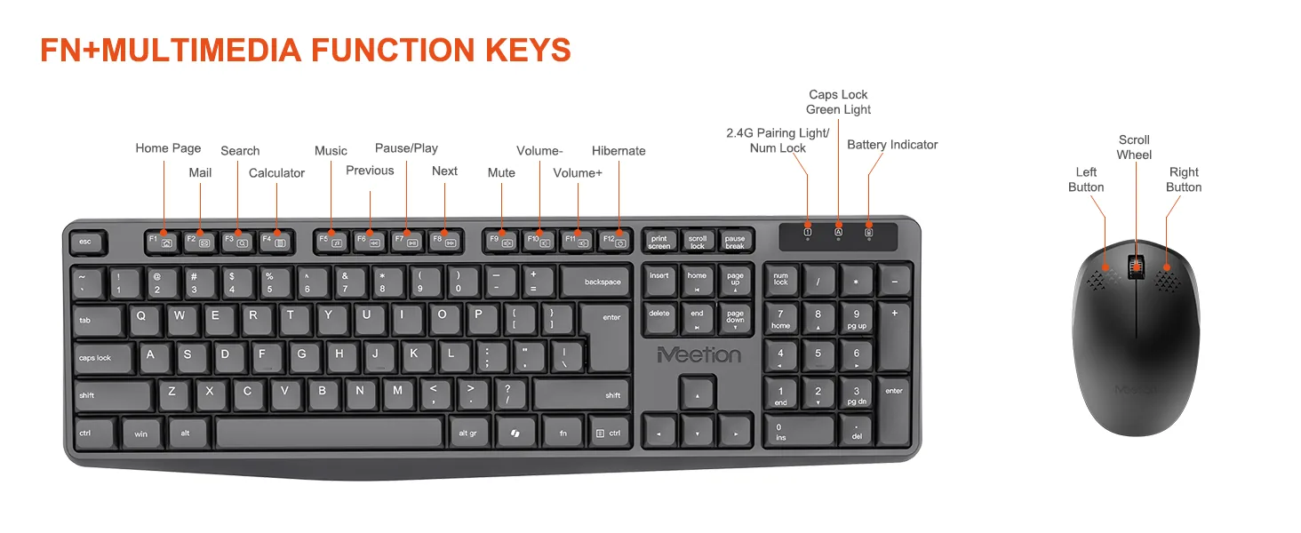 2.4G Wireless Keyboard Mouse Combo