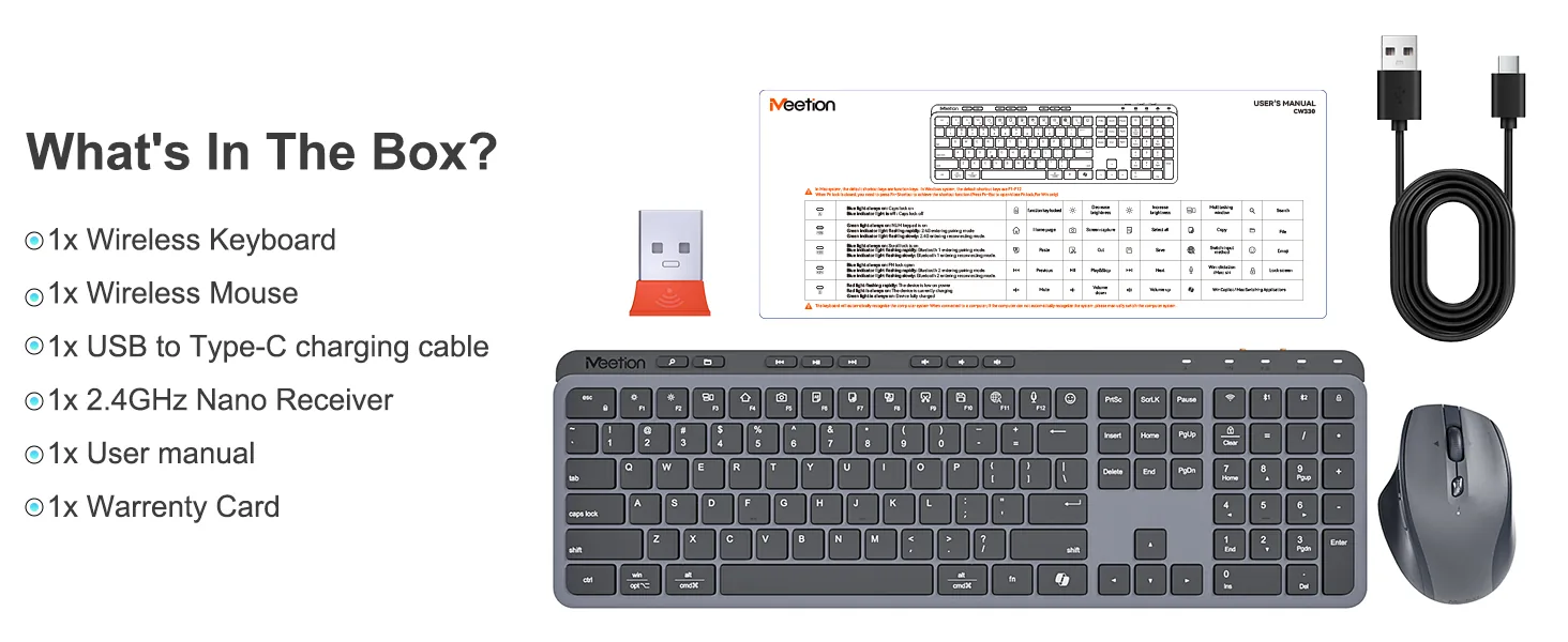 Dual-Mode Wireless Full Layout Keyboard & Mouse Combo