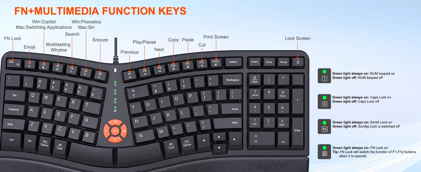 Office Ergonomic Wired Keyboard & Mouse Combo
