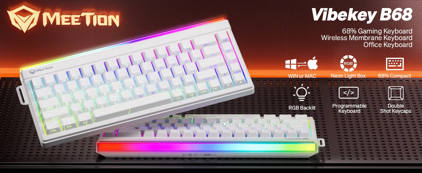 68% Compact Wireless Membrane Gaming Keyboard