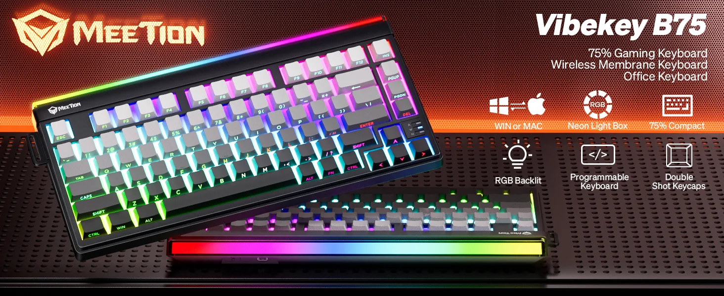 Compact 75% Wireless Membrane Gaming Keyboard